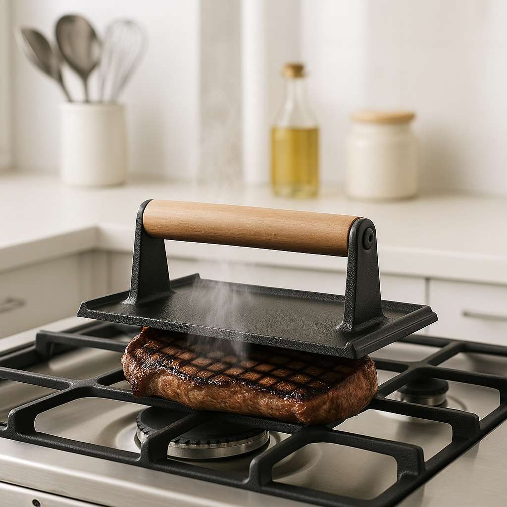 Presse à steak en fonte, presse à bacon, presse à viande, presse à