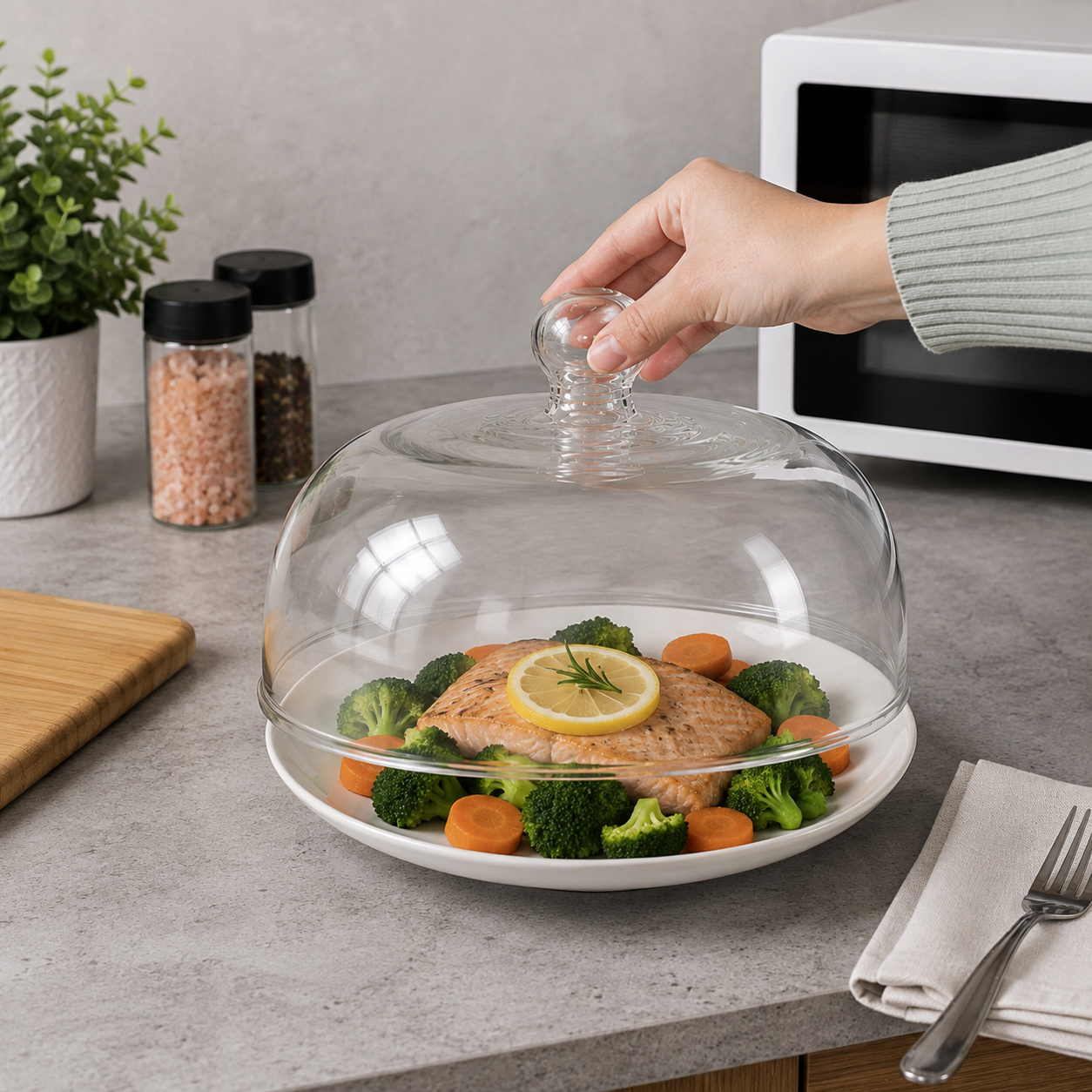 Cloche micro onde en verre borosilicaté | Transparente & résistante