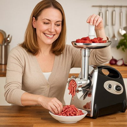 Hachoir a viande une femme hache la viande