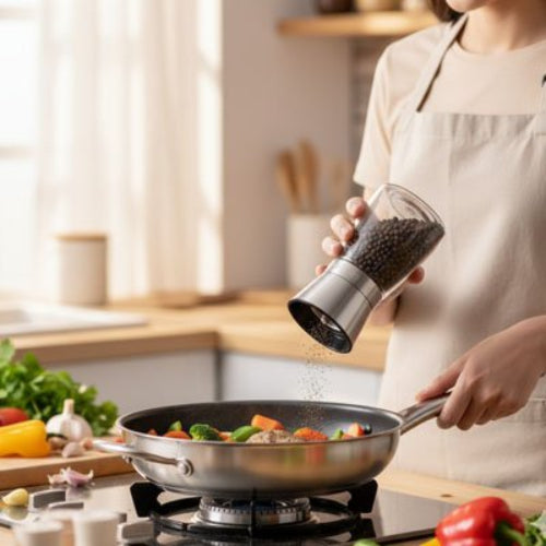 Moulin à sel et poivre inox pour une finition professionnelle en cuisine