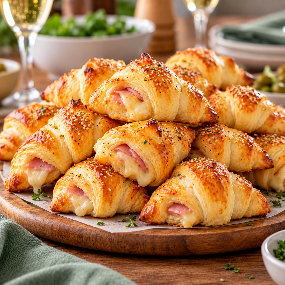 Mini croissants jambon fromage fondant
