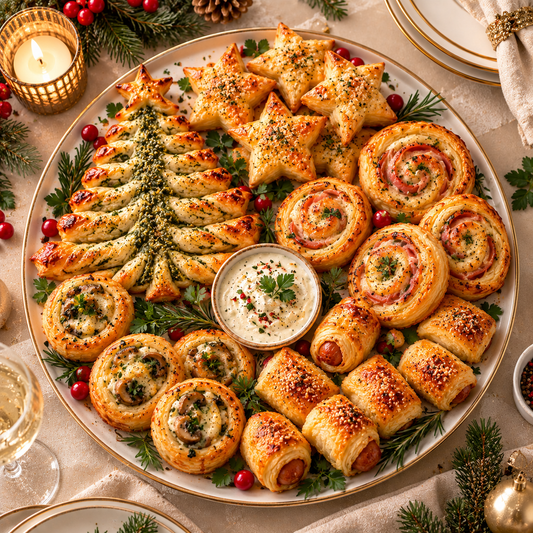 Plateau de feuilletés de Noël vu du haut pour apéritif élégant.png