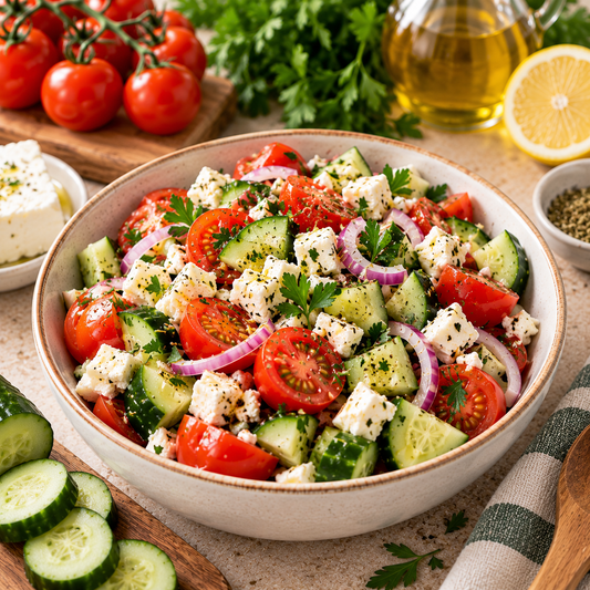 Salade méditerranéenne fraîche au feta