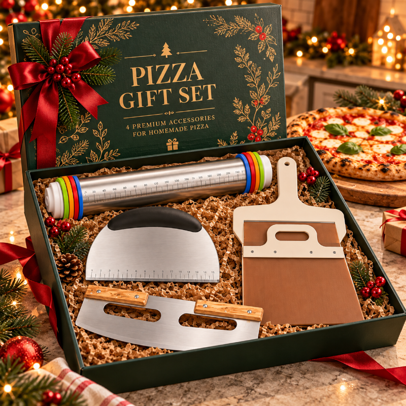 Coffret pizza maison premium pret a offrir avec 4 accessoires univers culinaire