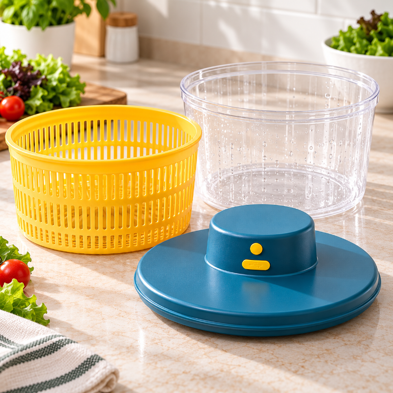 Essoreuse a salade avec panier perfore amovible pour laver et egoutter les crudites