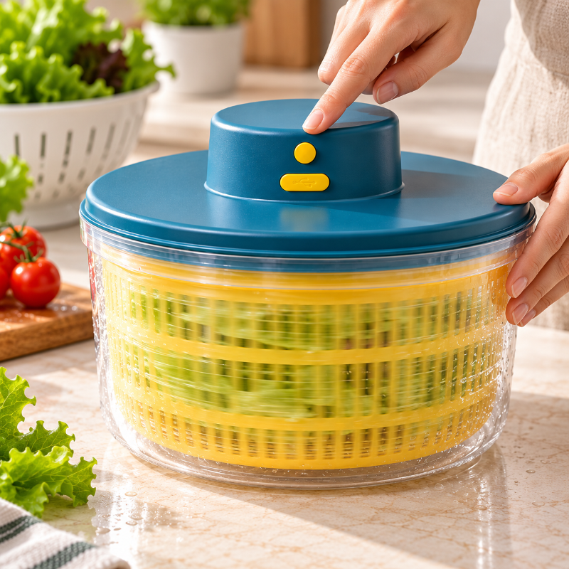 Essoreuse a salade electrique rechargeable pour essorer les legumes sans manivelle