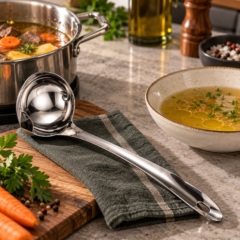 Louche en acier avec séparateur de gras.png