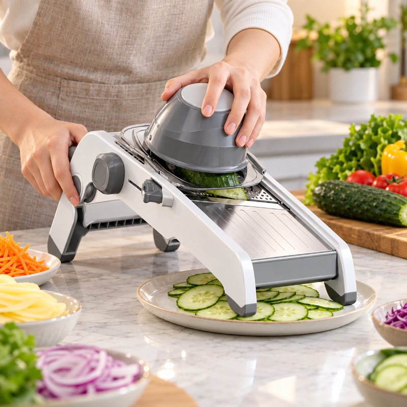 Mandoline multifonction haut de gamme pour decoupes nettes et regulieres