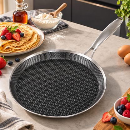 Poêle à crêpes et déjeuner aux petits fruits