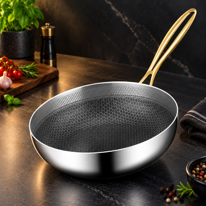 Poele hexagonale en inox dore.png