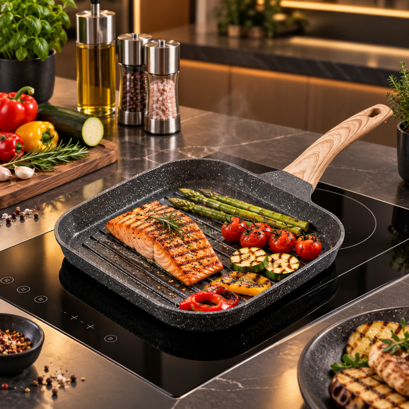 Poelee a griller gastronomique au saumon grille 