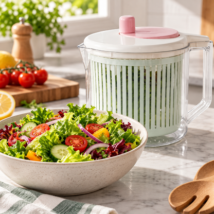 Salade fraîche servie dans un saladier après utilisation de l essoreuse à salade