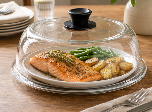 Saumon-roti-sous-cloche-de-verre-sur-une-table