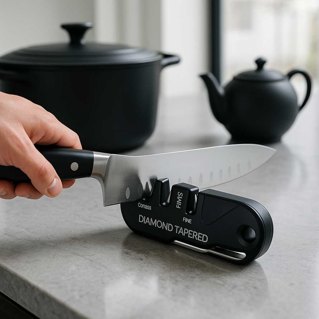 aiguiseur couteau portable noir anti corosion inox ceramique