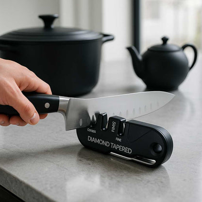 aiguiseur couteau portable noir anti corosion inox ceramique