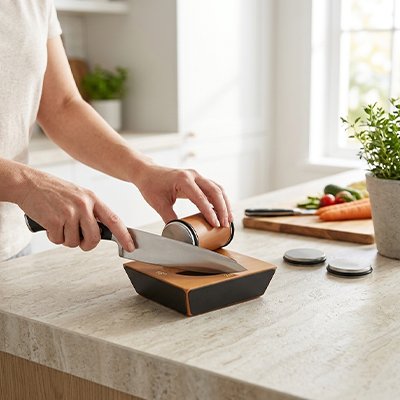 Aiguiseur couteau système d’aiguisage roulant pour couteaux de chef