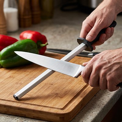 Aiguiseur de couteau céramique avec manche antidérapant 