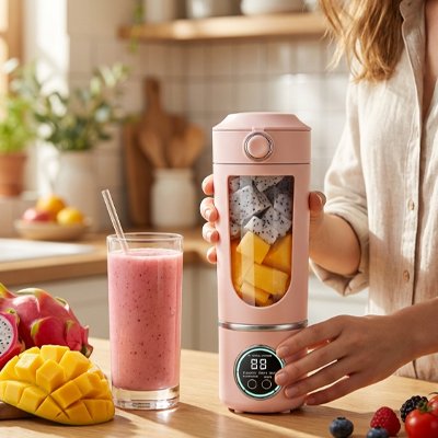 Blender smoothie compact idéal pour smoothies maison et jus vitaminés.