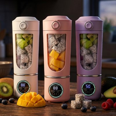 Blender smoothie rechargeable pratique pour le bureau, sport ou voyage.