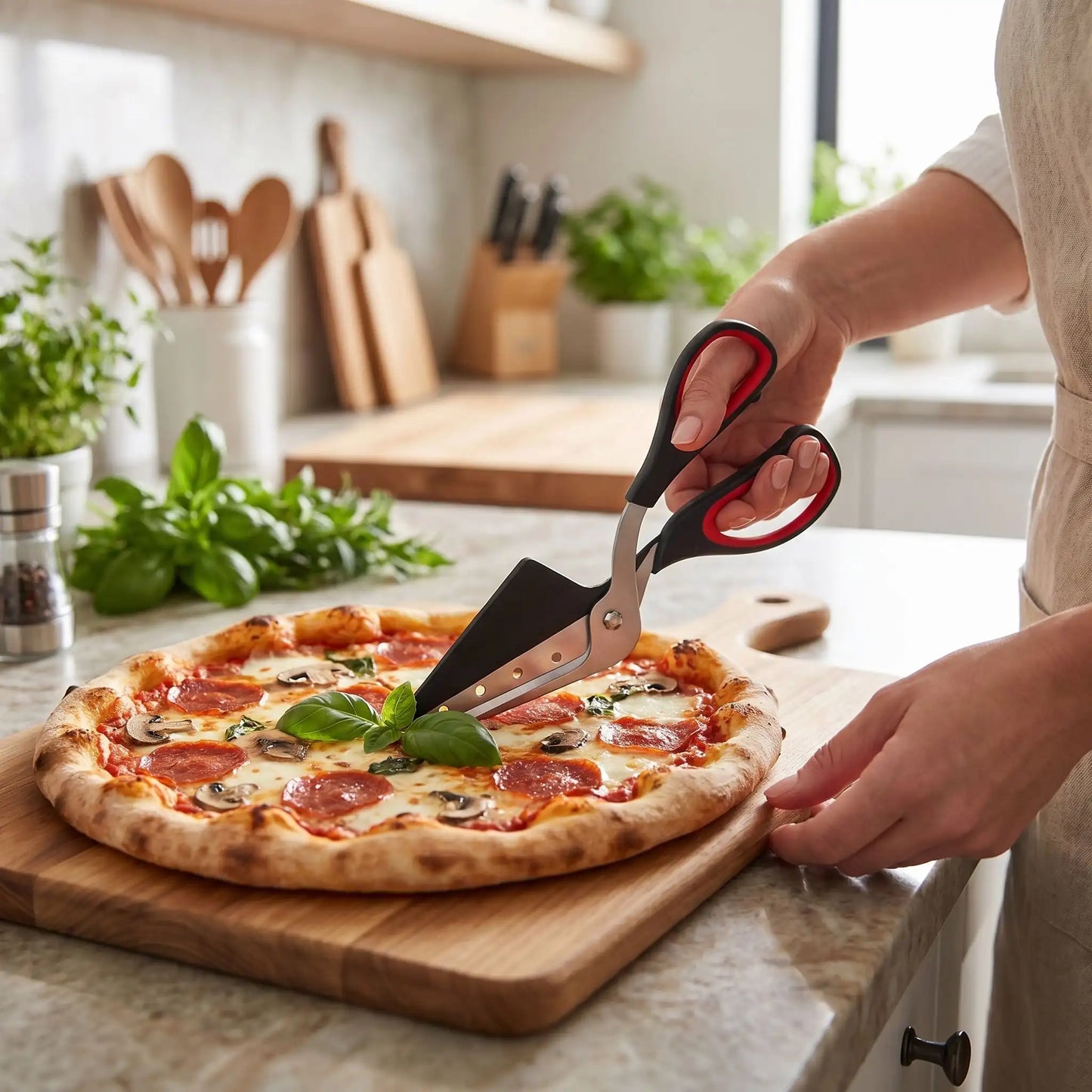 Ciseaux à pizza | Inox Spatule 2-En-1