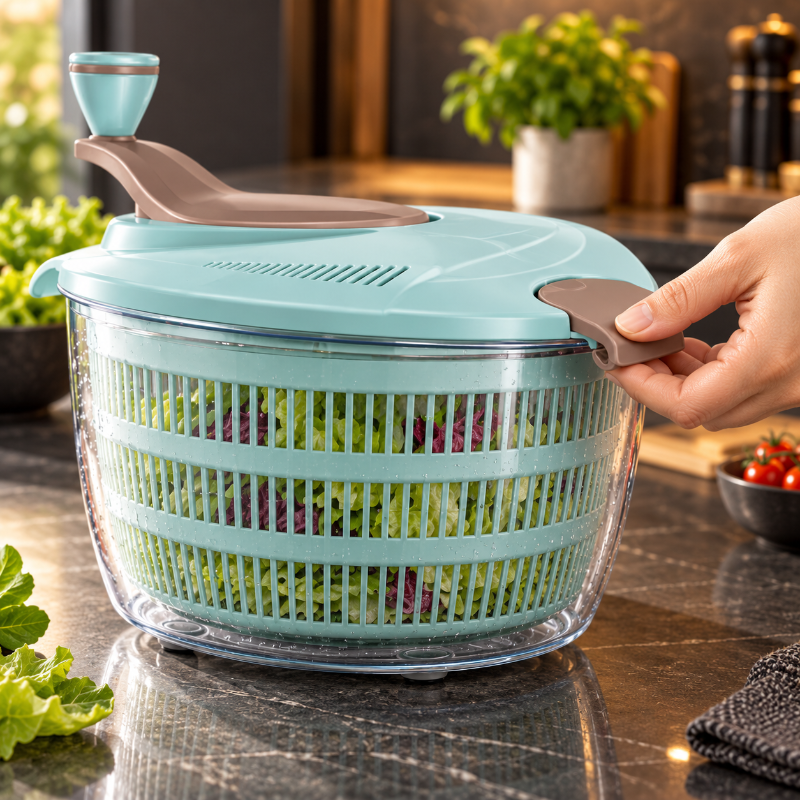 Essoreuse manuelle avec clip de fermeture pour un essorage pratique
