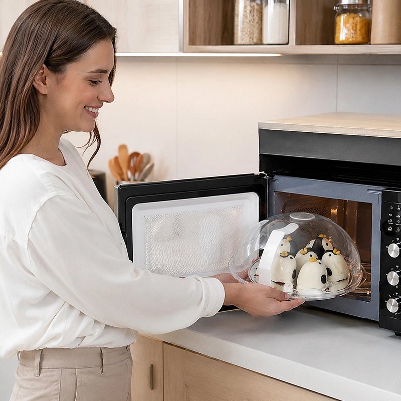 Cloche micro onde 2-en-1-Ventilation-anti-projections