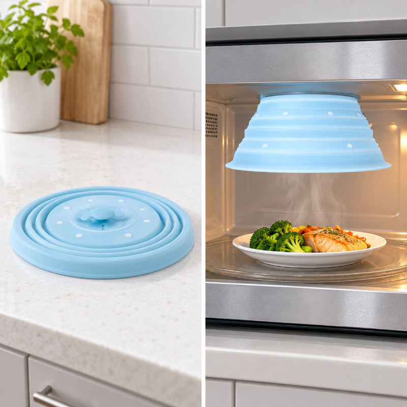 cloche micro onde magnétique au dessus du plat