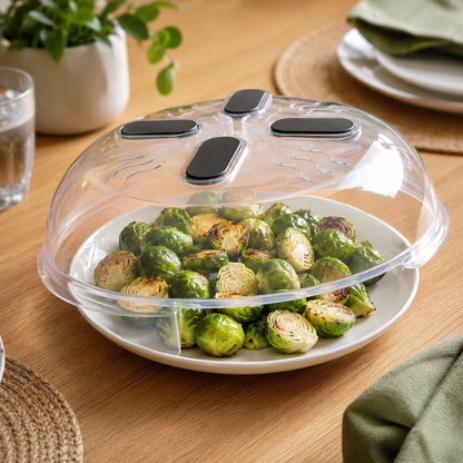 cloche micro onde pour legumes choux de bruxelles sur assiette