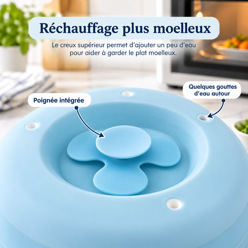 cloche micro onde reservoir eau rechauffage moelleux