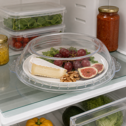 Cloche micro onde en verre transparent permettant de voir les aliments