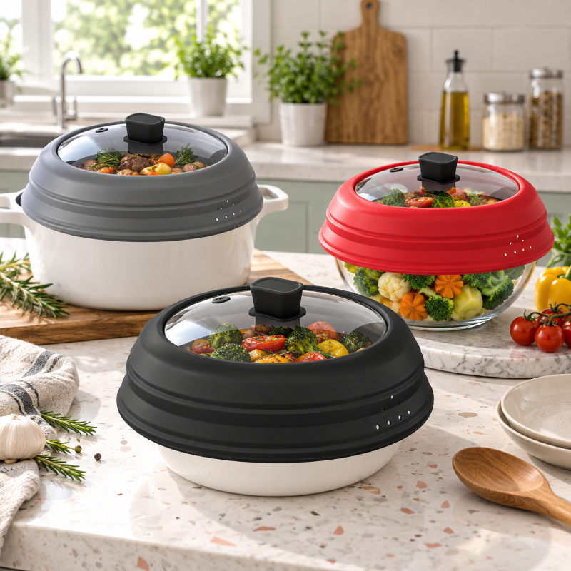 cloches micro onde noire grise rouge trois coloris