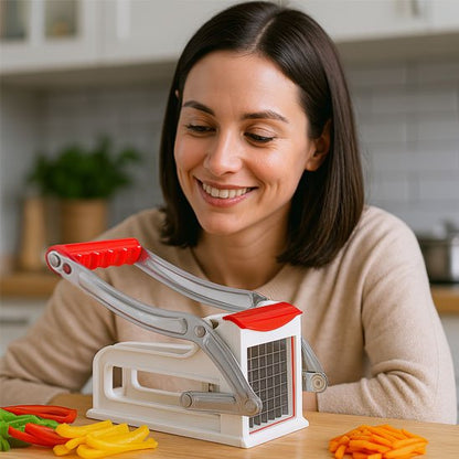 Coupe frite rouge utlisé par une femme