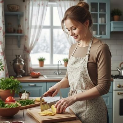 Coupe legumes en utilisation par une femme