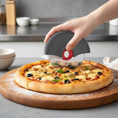 Couteau à pizza lame circulaire qui glisse sans effort dans les garnitures