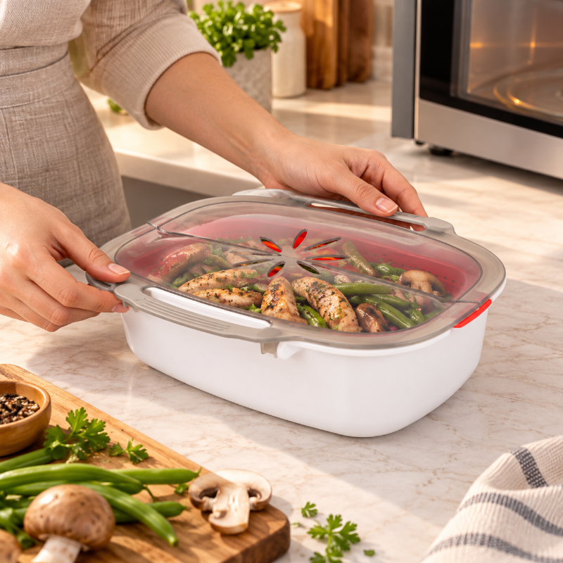 cuiseur vapeur micro ondes couvercle transparent repas faciles