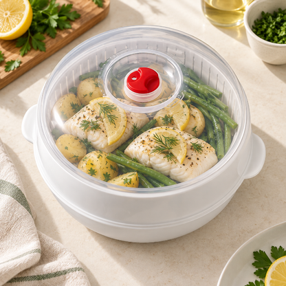 Cuiseur vapeur pour des pommes de terres haricot vert tendre et juteux