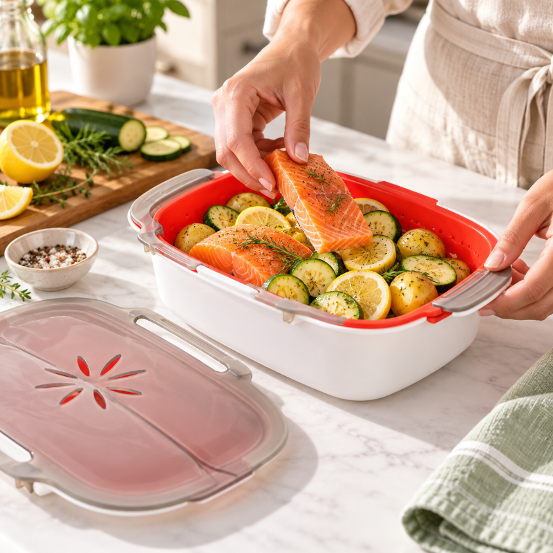 cuiseur vapeur micro ondes saumon legumes cuisson sans huile