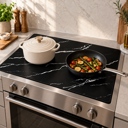 Élégance marbrée sur la cuisinière