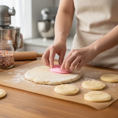 Emporte pièce pour patisserie sur un plan de travail