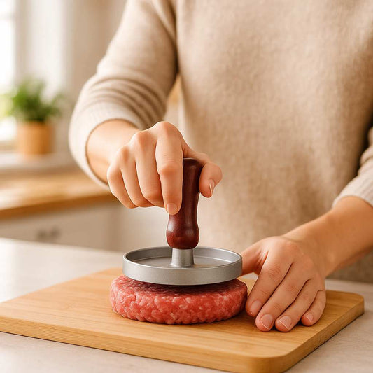 emporte piece pour steak hache utilisation par un homme