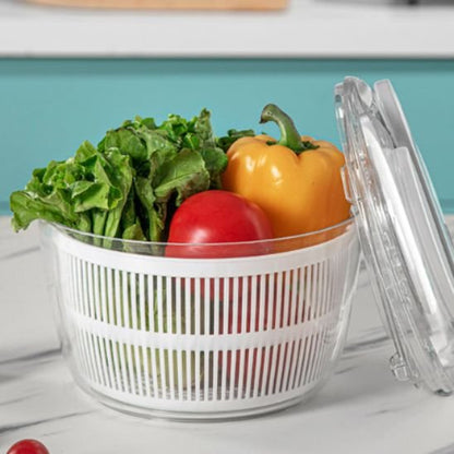 Essoreuse à salade polyvalent pour laitues, herbes fraiches, légumes et fruits délicats