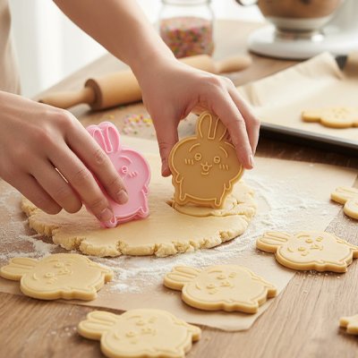 femme-decoupant-de-la-pate-a-farine-avec-Emporte pièce 