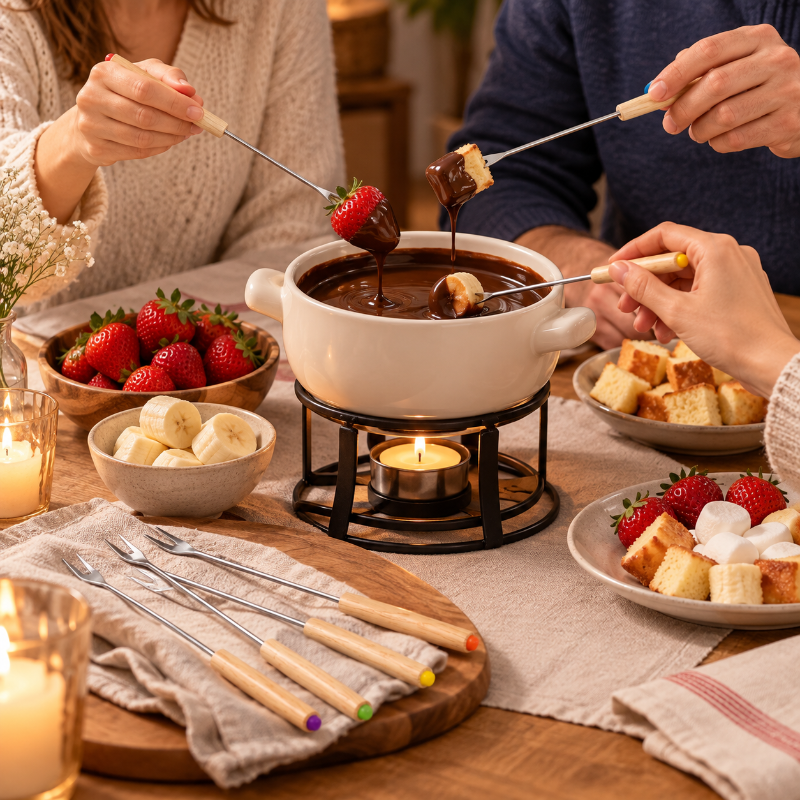 fourchette a fondue chocolat fruits et desserts