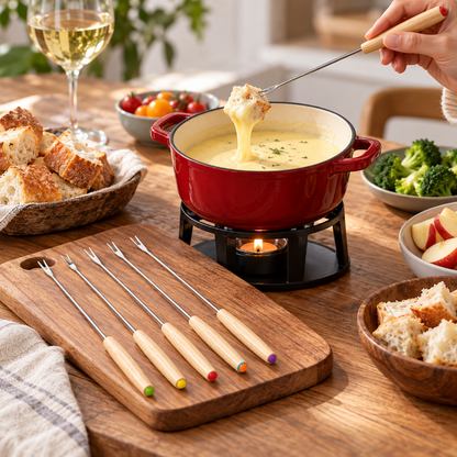 fourchettes a fonduee inox pain fromage fondu