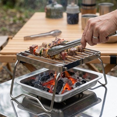 Grille barbecue​ camping pliable en acier inoxydable portable