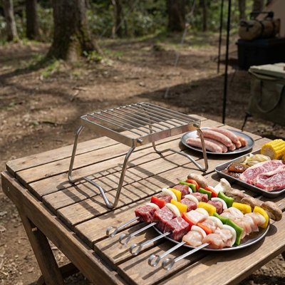 Grille barbecue​ multifonction pour camping et randonnée