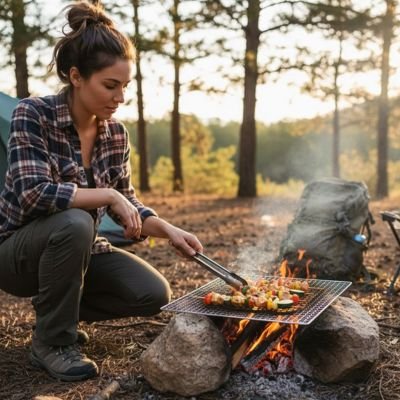 Grille barbecue pour viande, légumes et brochettes