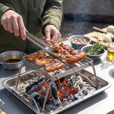 Grille barbecue​ rack BBQ portable pliable pour cuisine camping et outdoor