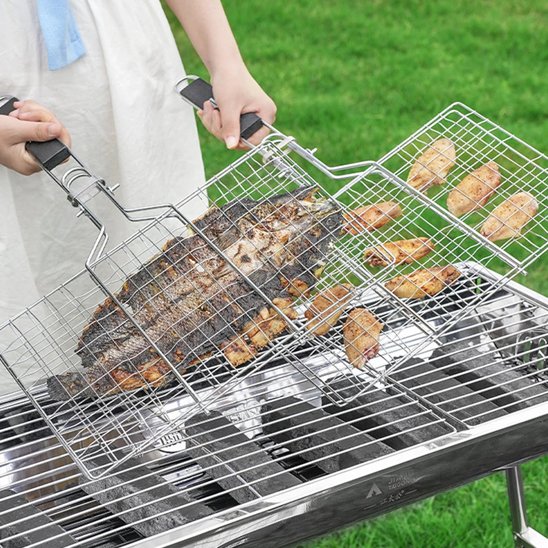 Grille BBQ nomade en inox pour camping et pique-nique