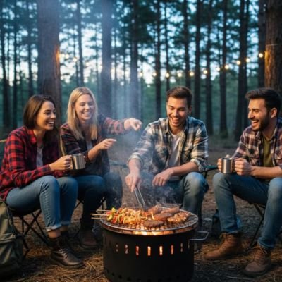 Grille BBQ ronde en acier inoxydable 304 avec maillage alvéolé